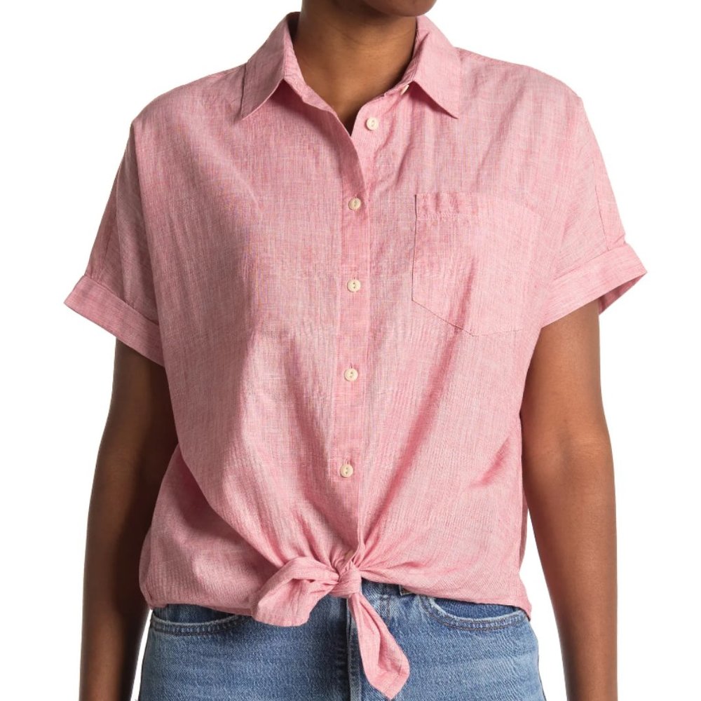 MADEWELL End On End Tie Front Collared Shirt